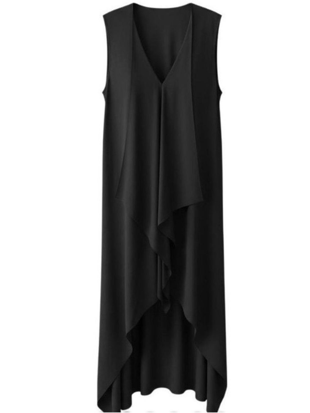BCBGMaxAzria Black Sleeveless Draped High-Low Dress